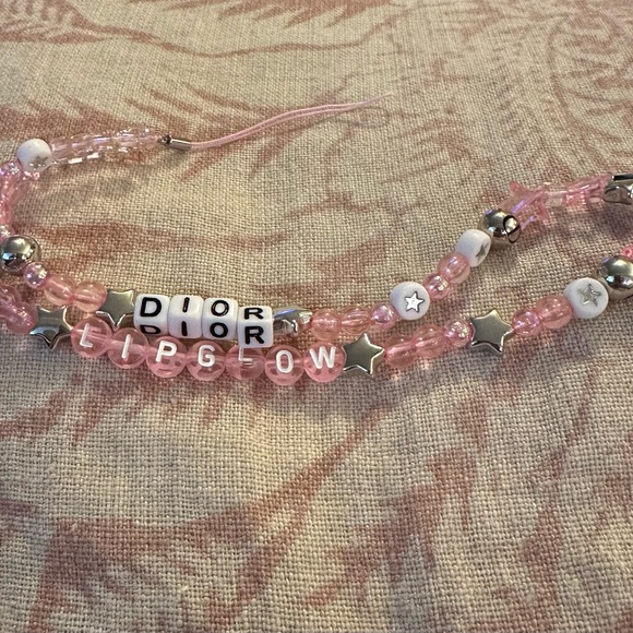 Dior Pink Beaded Cell Phone Cord - Picture 1 of 7